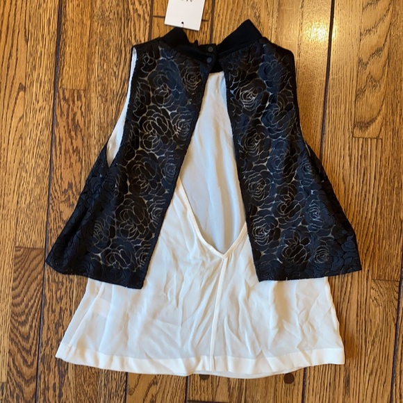 NWT A.L.C. Sid Poly Top in Black & White Size 10 (Style #5693RL) - Picture 5 of 11